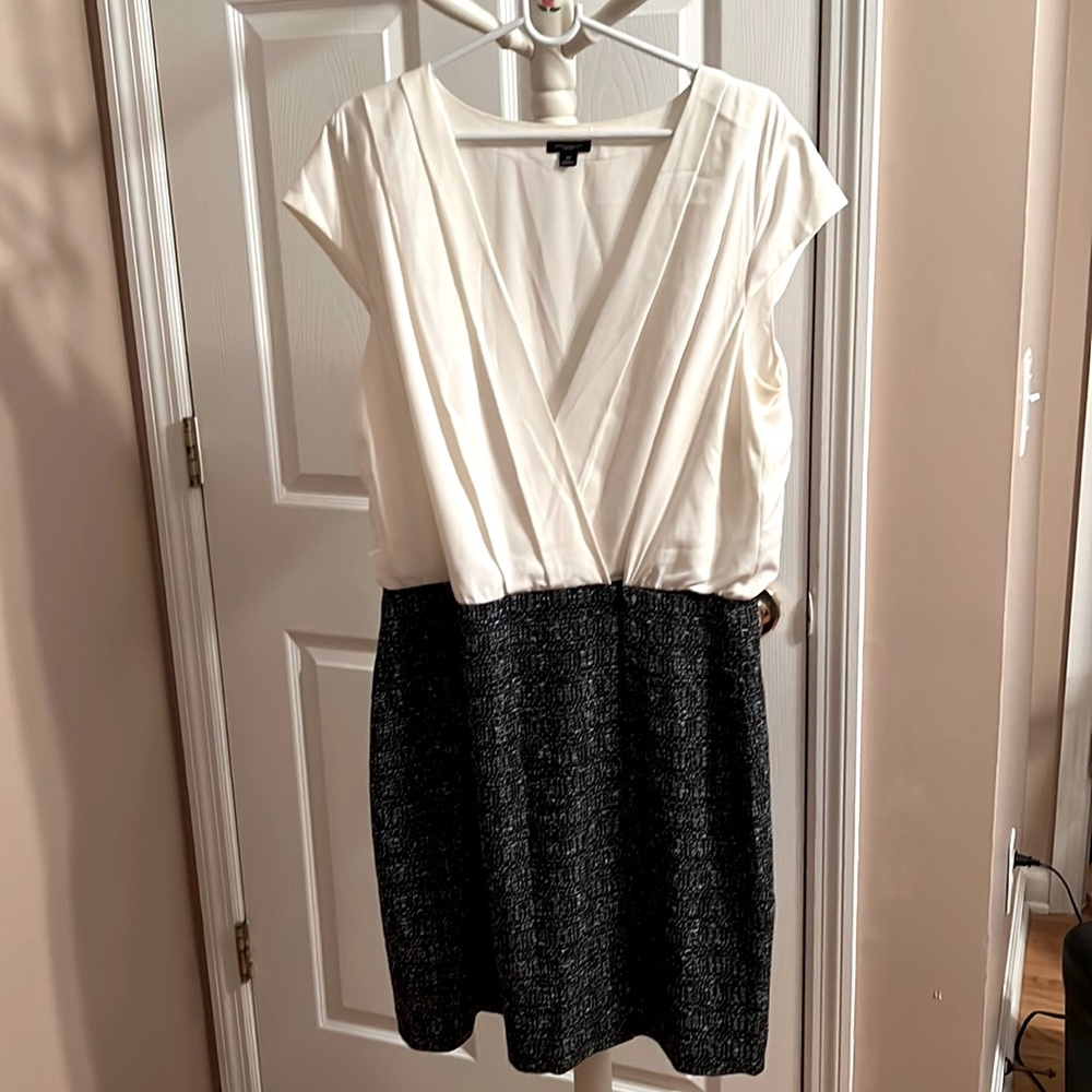 Ann Taylor Size 14 Dress in Teal and Cream with Side Zipper